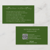 Olive Green Elegante Moderne Nachsorge Visitenkarte (Vorne/Hinten)