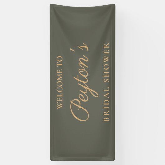 Olive Green Elegante Script Brautparty Willkommen Banner (Vertikal)