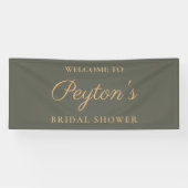 Olive Green Elegante Script Brautparty Willkommen Banner (Horizontal)