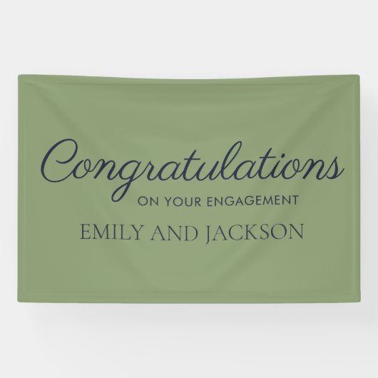 Olive Green Elegante Script-Verlobung Banner (Horizontal)