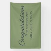 Olive Green Elegante Script-Verlobung Banner (Vertikal)