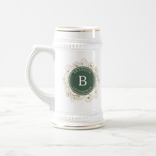 Olive Green Elegante Trauzeugen Geschenk Bierglas (Links)