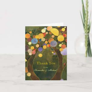 Olive Green Fall Liebe Trees Wedding Vielen Dank Dankeskarte