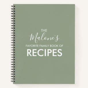 Olive Green Family Book of Reecipes Notizblock