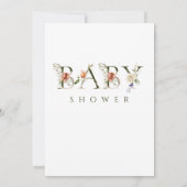 Olive Green Floral Botanical Letter Baby Dusche Einladung (Rückseite)
