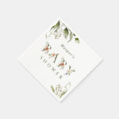 Olive Green Floral Botanical Letter Baby Dusche Serviette (Ecke)