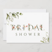 Olive Green Floral BotanLetter Brautparty Einladung (Vorderseite)