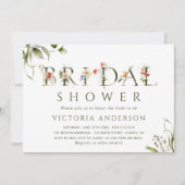 Olive Green Floral BotanLetter Brautparty Einladung (Vorderseite)