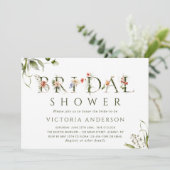 Olive Green Floral BotanLetter Brautparty Einladung (Stehend Vorderseite)