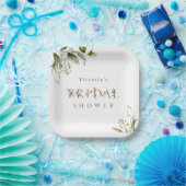 Olive Green Floral BotanLetter Brautparty Pappteller (Party)