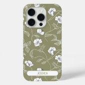 Olive Green Floral Einfache Blume Moderner Name Case-Mate iPhone Hülle (Rückseite)