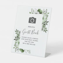 Olive Green Floral Foto Gästebuch Hochzeit