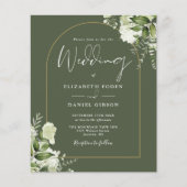 Olive Green Floral Foto Hochzeitsempfang (Vorderseite)