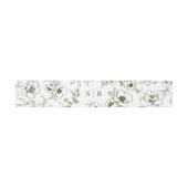 Olive Green Floral Garden Monogram Wedding Einladungsbanderole (Flach)