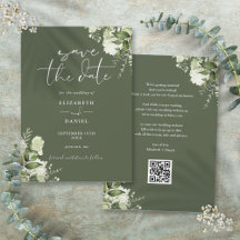 Olive Green Floral Greenerity QR Code Hochzeit
