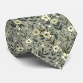 Olive Green Floral Krawatte (Gerollt)