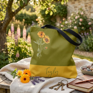 Olive Green Floral Minimal Trendy Stilvoll Tasche