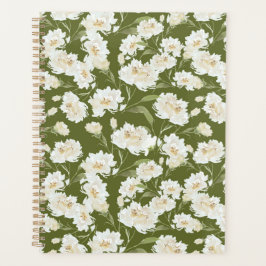 Olive Green Floral Planner Planer