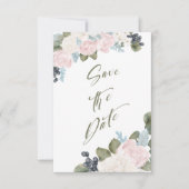 Olive Green Floral Save the Date Non Foto (Vorderseite)