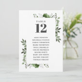 Olive Green Floral Tischnummer Seekarte (Stehend Vorderseite)