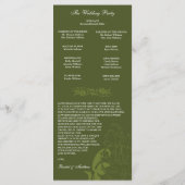 Olive Green Floral Wedding Program Programm (Rückseite)