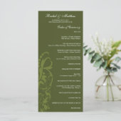 Olive Green Floral Wedding Program Programm (Stehend Vorderseite)
