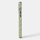 Olive Green Floral White Pink Blume im Olive Sage- iPhone Hülle (Linke Seite)