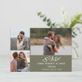 Olive Green Foto Save the Date Card (Stehend Vorderseite)