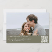 Olive Green Foto Save the Date Card (Rückseite)