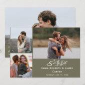 Olive Green Foto Save the Date Card (Vorne/Hinten)