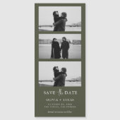 Ölive Green Foto Strip Magnetic Wedding Magnetkarte (Vorderseite)
