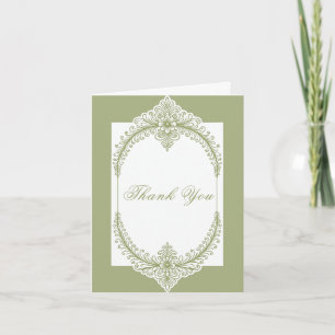 Olive Green French Blüh Frame Wedding Dankeskarte