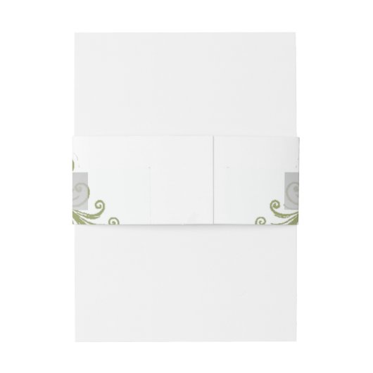 Olive Green French Blüh Wedding Einladungsbanderole (Rückseitenbeispiel)