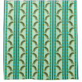 Olive Green Frog Muster mit Karton Streifen Duschvorhang (Vorderseite)