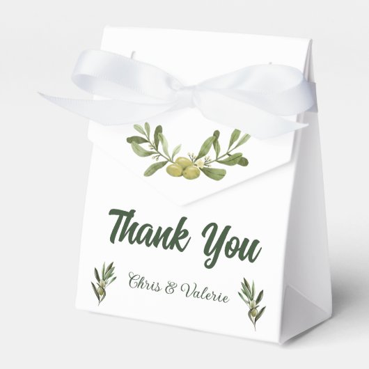 Olive Green Gastgeschenk Hochzeit Box Geschenkschachtel (Vorderseite)