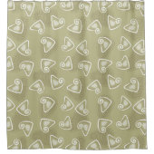 Olive Green Geometric Duschvorhang (Vorderseite)