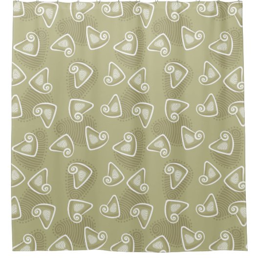 Olive Green Geometric Duschvorhang (Vorderseite)