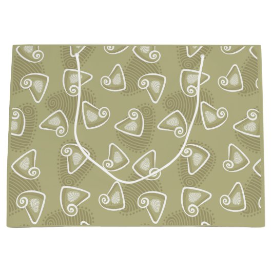 Olive Green Geometric Gift Bag Große Geschenktüte (Vorderseite)