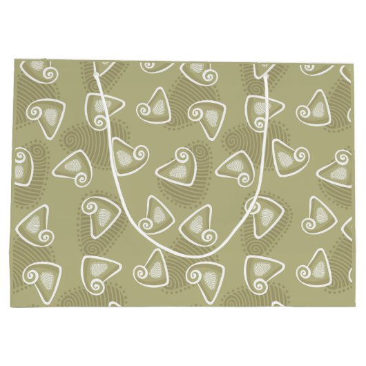 Olive Green Geometric Gift Bag Große Geschenktüte (Rückseite)