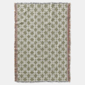 Olive Green Geometric Links Muster Decke (Vorderseite Vertikal)