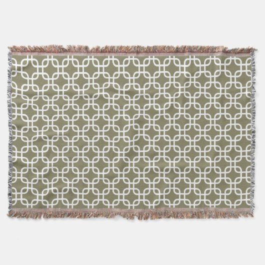 Olive Green Geometric Links Muster Decke (Vorderseite)