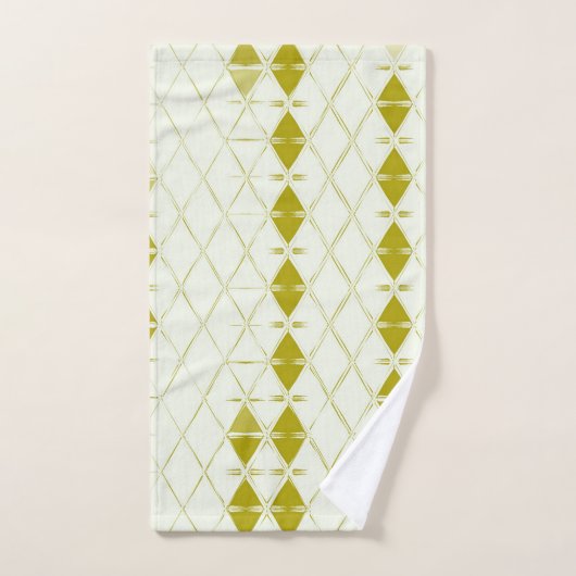 Olive Green Geometric Mid Century Modern Print Handtuch (Handtuch)