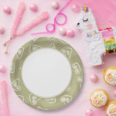 Olive Green Geometric Paper Plate Pappteller (Party)