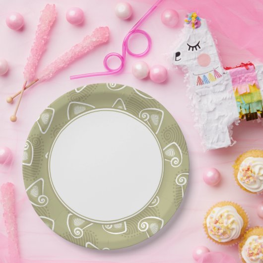 Olive Green Geometric Paper Plate Pappteller (Party)