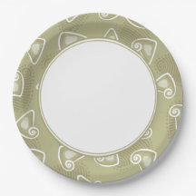 Olive Green Geometric Paper Plate