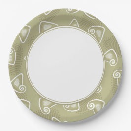 Olive Green Geometric Paper Plate Pappteller