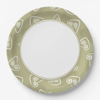 Olive Green Geometric Paper Plate Pappteller