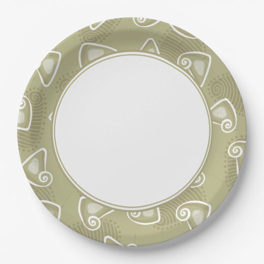 Olive Green Geometric Paper Plate Pappteller (Vorderseite)