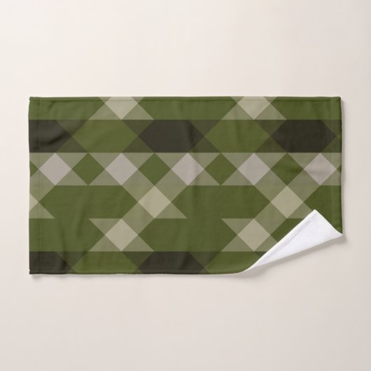 olive green geometric pattern badhandtuch set (Handtuch)