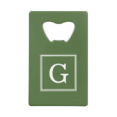 Olive Green Gerahmt Monogram Geldbeutel Flaschenöffner (Vorderseite)